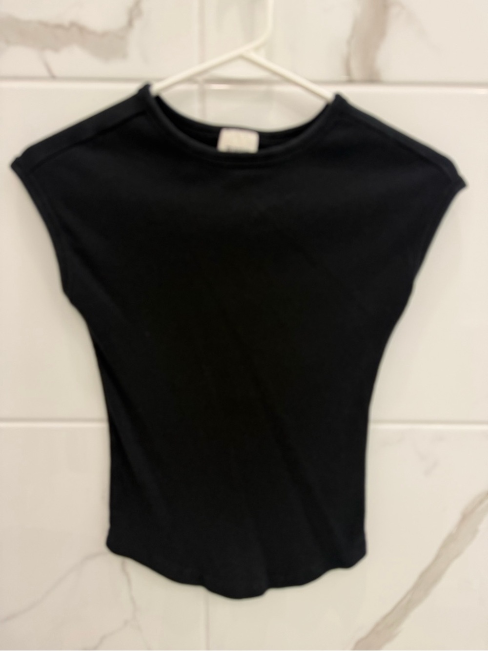 Anthropologie/Maeve Black Cap-Sleeve Women's Top